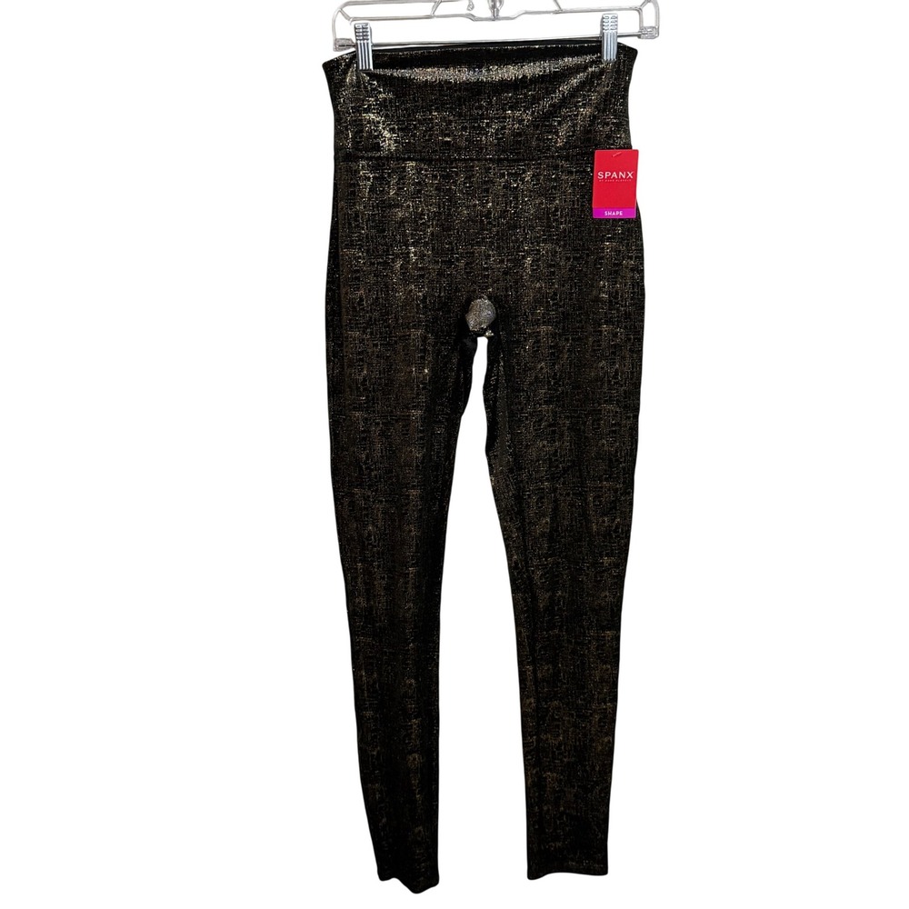SPANX Velvet‎ Shine Legging Black Gold M  Made in Vietnam